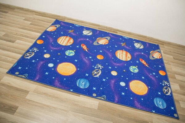 Dětský metážový koberec Galaxy planety, rakety