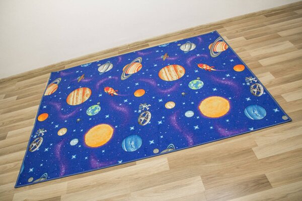 Dětský metážový koberec Galaxy planety, rakety