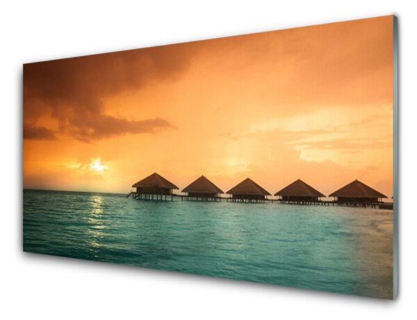 Kuchyňský skleněný panel Moře Slunce Krajina 125x50 cm