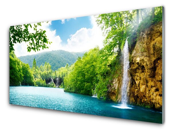 Kuchyňský skleněný panel Vodopád Jezero Příroda 100x50 cm