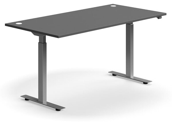 AJ Produkty Výškově nastavitelný stůl FLEXUS, 1600x800 mm, stříbrná podnož, šedá