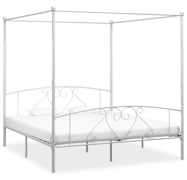 Rám postele s nebesy bílý kovový 180 x 200 cm