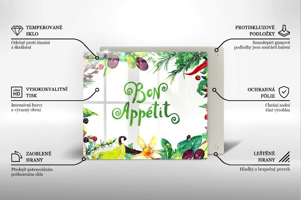 Sklo za varnou desku Bon appetit nápis
