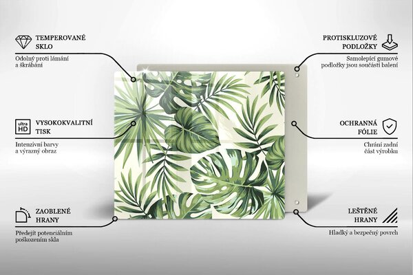 Sklo za varnou desku Ilustrace monstera listy