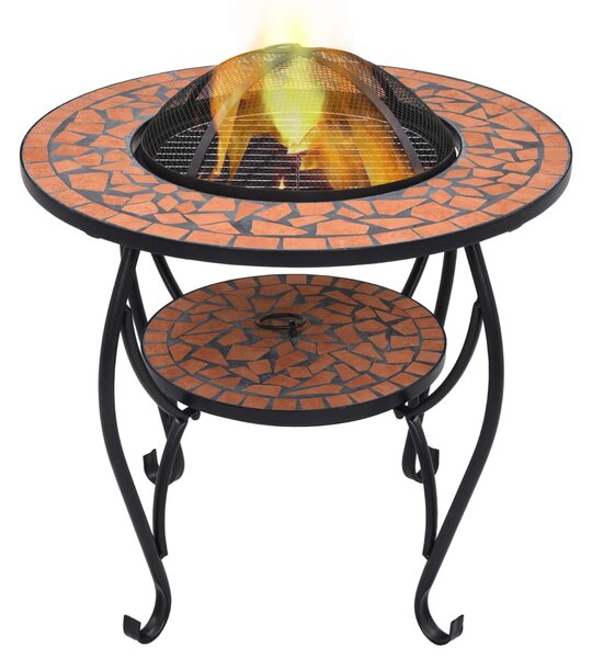 Mozaikový stolek s ohništěm terakota 68 cm keramika