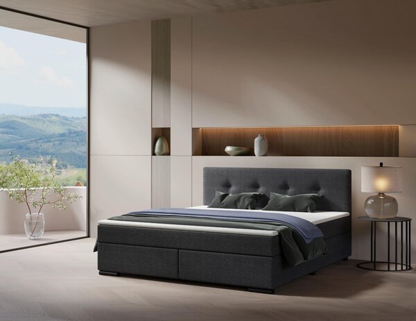 POSTEL BOXSPRING, 160/200 cm, antracitová MID.YOU - Manželské postele, Online Only