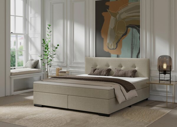 POSTEL BOXSPRING, 160/200 cm, béžová MID.YOU - Manželské postele, Online Only