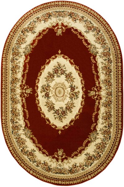 Koberec Super Rose 1898A ornament / květinový, červený / krémový ovál