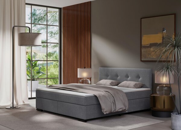 POSTEL BOXSPRING, 160/200 cm, světle šedá MID.YOU - Manželské postele, Online Only