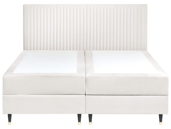 Kontinentální postel s úložným prostorem DAME Umělý samet Krémově bílá 180 x 200 cm