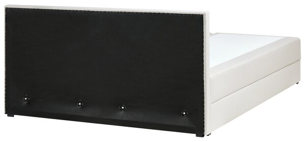 Kontinentální postel s úložným prostorem Tkanina BARONET 180 x 200 cm Krémově bílá