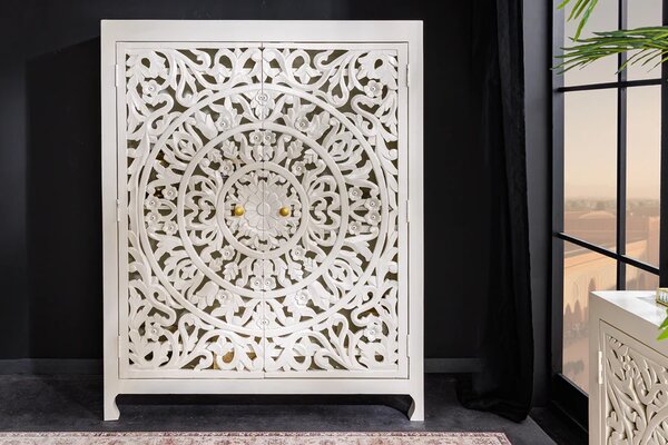 Vysoká komoda MARRAKECH 140 CM bílá masiv mango Nábytek | Úložné prostory | Komody | Vysoké