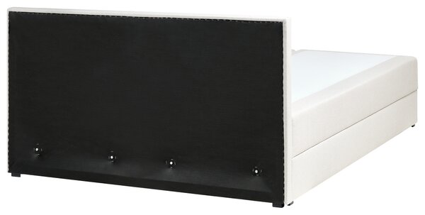 Kontinentální postel s úložným prostorem Tkanina BARONET 160 x 200 cm Krémově bílá