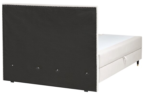 Kontinentální postel s úložným prostorem Umělý samet DAME 160 x 200 cm Krémově bílá