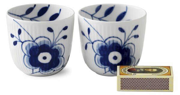 Porcelánový svícen / hrnek Blue Fluted Mega 165 ml – set 2 ks