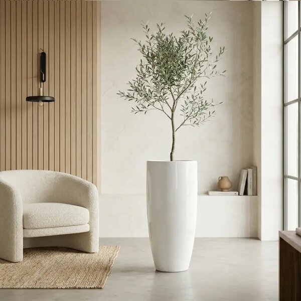 Dekorační květináč Pure royal 80×40 cm white - Bílá - 71 - 90 cm - Skleněná vlákna - 31 do 50cm