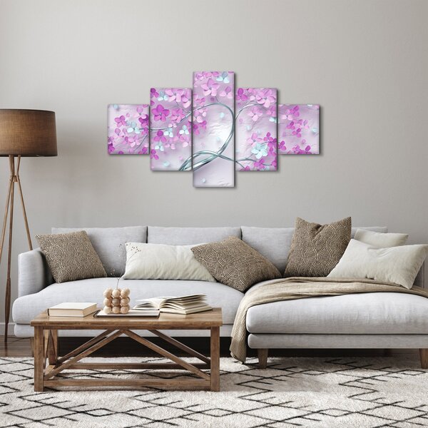 Obraz květů na stříbrném kmeni - abstrakt (125x70 cm)