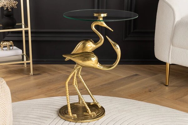 Odkládací stolek WILDLIFE CRANE 55 CM zlatý Nábytek | Doplňkový nábytek | Odkládací stolky