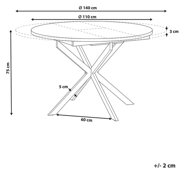 Rozkládací jídelní stůl FRIONA Tmavě hnědá 110/140 cm 110 cm