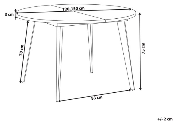 Rozkládací jídelní stůl BOVINA Tmavě hnědá 120/150 cm 120 cm