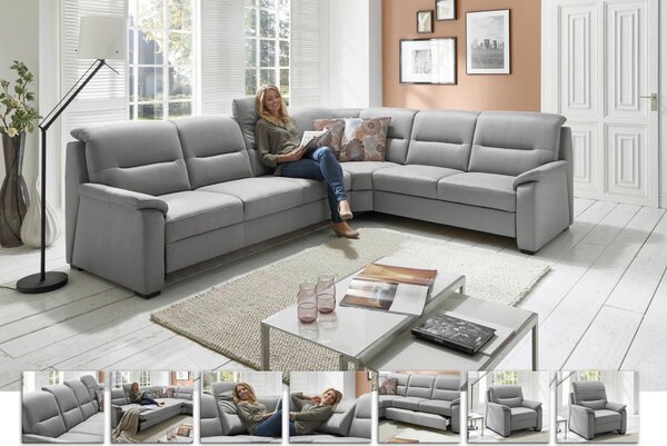 ROHOVÁ SEDAČKA, textil, šedá Beldomo Comfort - Sedací soupravy