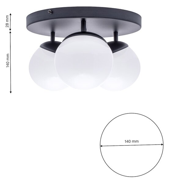 Stropní svítidlo Sfera, 3x bílé skleněné stínítko, b, o