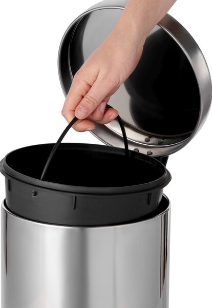 Pedálový odpadkový koš Compactor 20 L, s vyjímatelnou nádobou, nerezová ocel