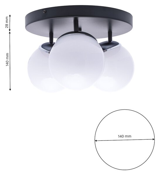 Stropní svítidlo Sfera, 3x bílé skleněné stínítko, b/ch, o