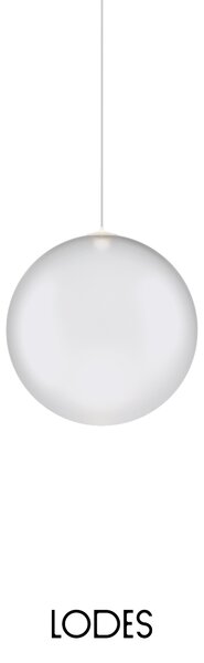 Lodes Designové závěsné LED svítidlo RANDOM SOLO, 1W, ø 18 cm, CRI90 Teplota světla: 2700K, Barva stínidla: Sněhově bílá, Barva kabelu: transparentní