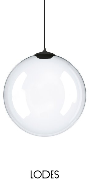 Lodes Designové závěsné LED svítidlo RANDOM SOLO, 3W, ø 28 cm, CRI90 Teplota světla: 2700K, Barva stínidla: Sněhově bílá, Barva kabelu: transparentní