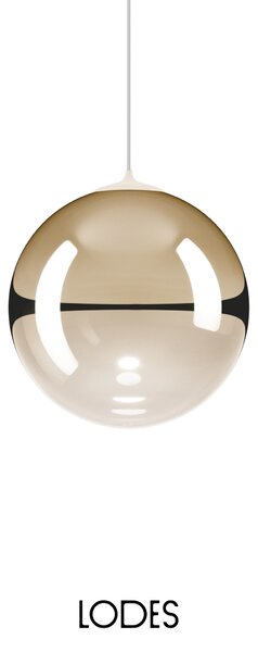 Lodes Designové závěsné LED svítidlo RANDOM SOLO, 3W, ø 23 cm, CRI90 Teplota světla: 2700K, Barva stínidla: Zlatá, Barva kabelu: transparentní