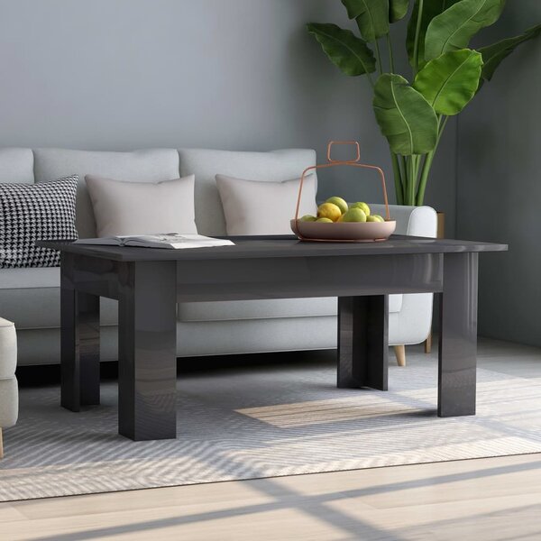 Konferenční stolek šedý vysoký lesk 100x60x42 cm dřevotříska
