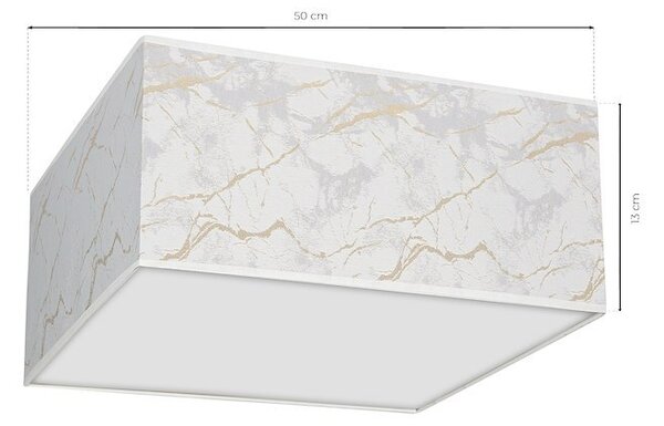 Stropní svítidlo Senso Square, 1x bílé/zlaté textilní stínítko, (bílé plexisklo), (50 cm)