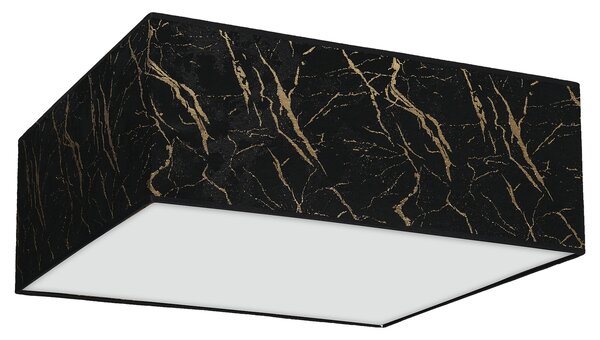Stropní svítidlo Senso Square, 1x černé/zlaté textilní stínítko, (bílé plexisklo), (50 cm)