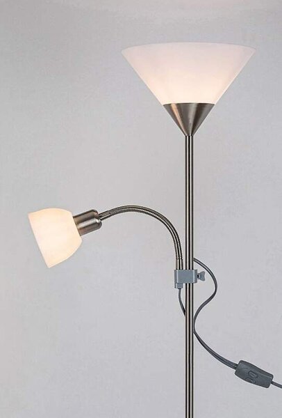 Rabalux 4064 ACTION - Stojací lampa s bodovkou na čtení v satinovaném chromu, 1 x E27 + 1x E14, 178cm (Stojací čtecí lampa do obýváku )