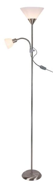 Rabalux 4064 ACTION - Stojací lampa s bodovkou na čtení v satinovaném chromu, 1 x E27 + 1x E14, 178cm (Stojací čtecí lampa do obýváku )