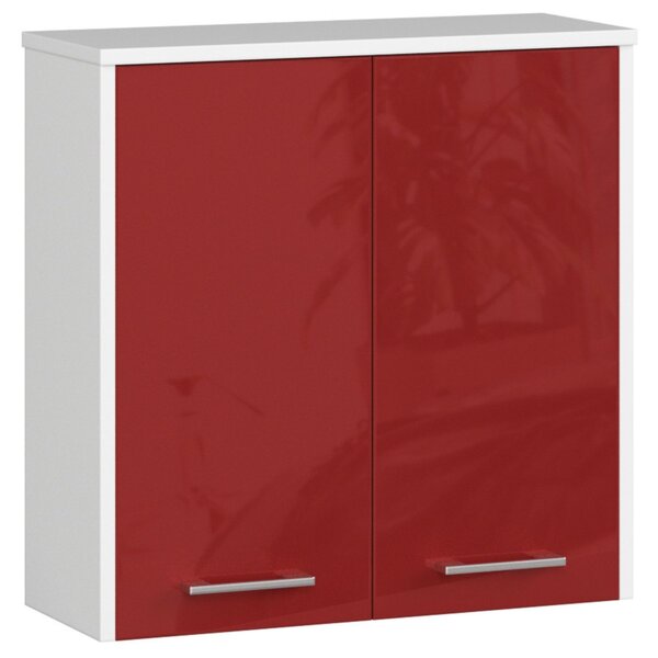 Ak furniture Závěsná koupelnová skříňka Fin 60 cm bílá/červená lesk
