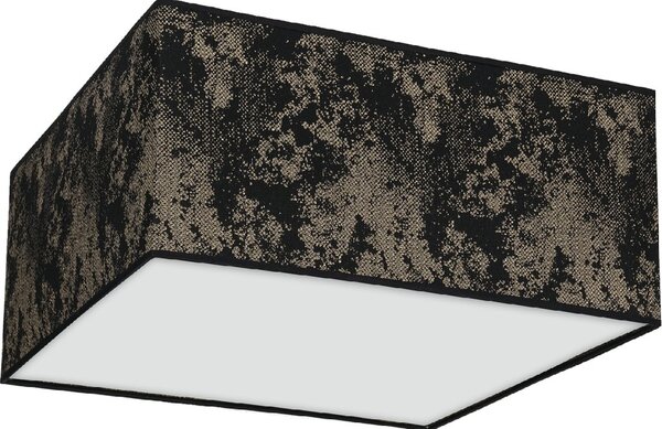 Stropní svítidlo Satino Square, 1x černé/zlaté textilní stínítko, (bílé plexisklo), (40 cm)