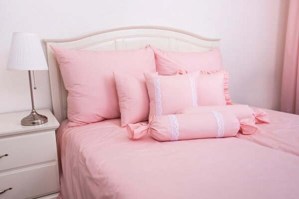 Bavlněné povlečení UNI pink - 1x 140/220 + 1x 70/90