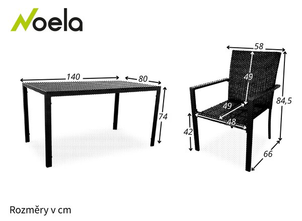 Noela Zahradní jídelní set Viking L + 4x ratanová židle Wicker Pat