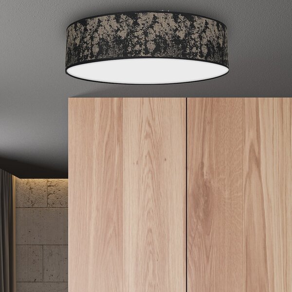 Stropní svítidlo Satino Round, 1x černé/zlaté textilní stínítko, (bílé plexisklo), (fi 50 cm)