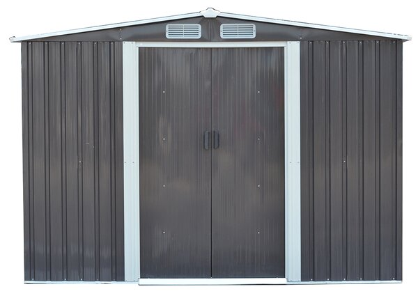 KONDELA Plechový zahradní domek na nářadí, šedá / bílá, 2,6x3, 1m, HAMAL TYP 3