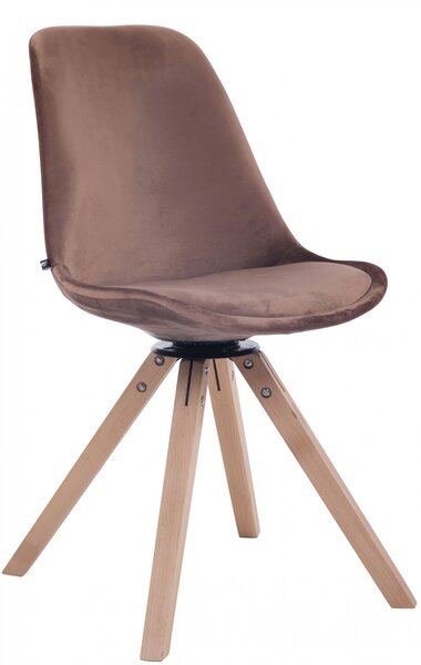 Otočná židle Troyes ~ samet, dřevěné nohy hranaté natura Barva Hnědá