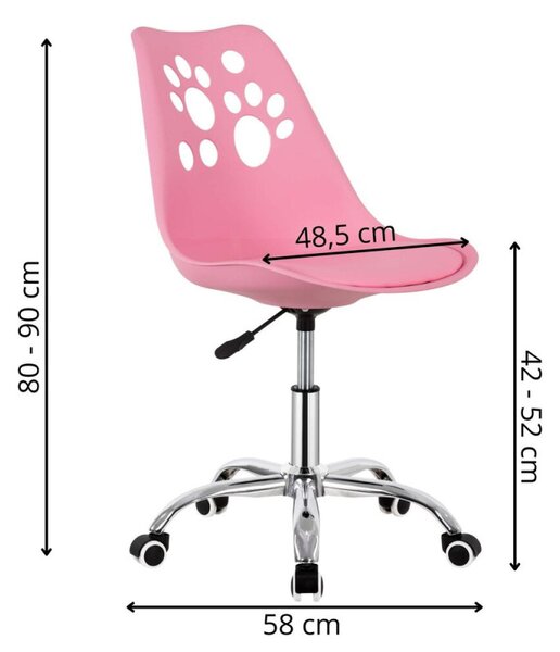 Dětská židle k psacímu stolu SPRINGOS PAWS HF0038 růžová