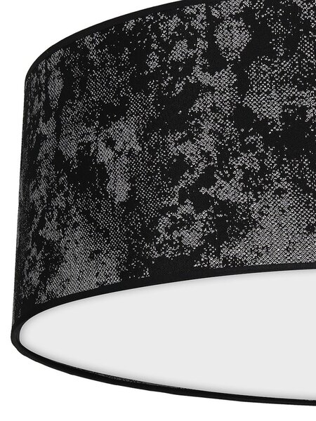 Stropní svítidlo Satino Round, 1x černé/stříbrné textilní stínítko, (bílé plexisklo), (fi 50 cm)
