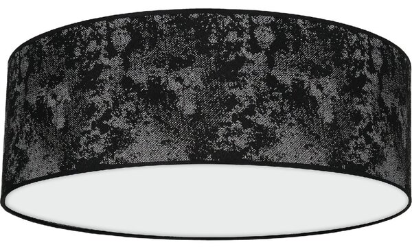 Stropní svítidlo Satino Round, 1x černé/stříbrné textilní stínítko, (bílé plexisklo), (fi 50 cm)