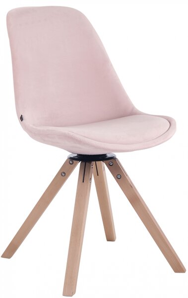 Otočná židle Troyes ~ samet, dřevěné nohy hranaté natura Barva Ružová