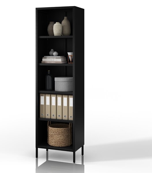 Černý kovový regál na knihy MARIO Modern 500 x 1800 x 350 mm