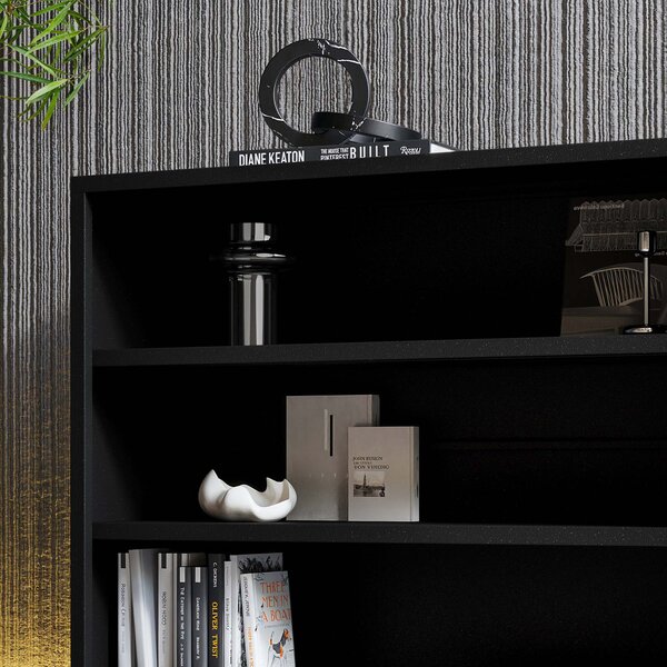 Černý kovový regál s policemi LUCA Modern 1000 x 900 x 350 mm