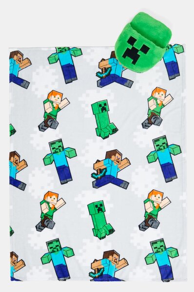 Sinsay - 2balení Minecraft deka s ohřívačem na nohy - zelená